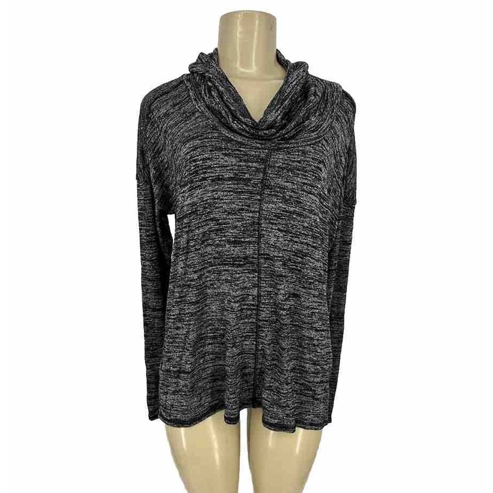 Lucky Lotus Small Cowl Neck Tunic Split Back Stretch Knit Hi Low Top Long Sl 1-6